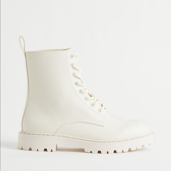 H&M white combat ankle boots - Picture 3 of 5